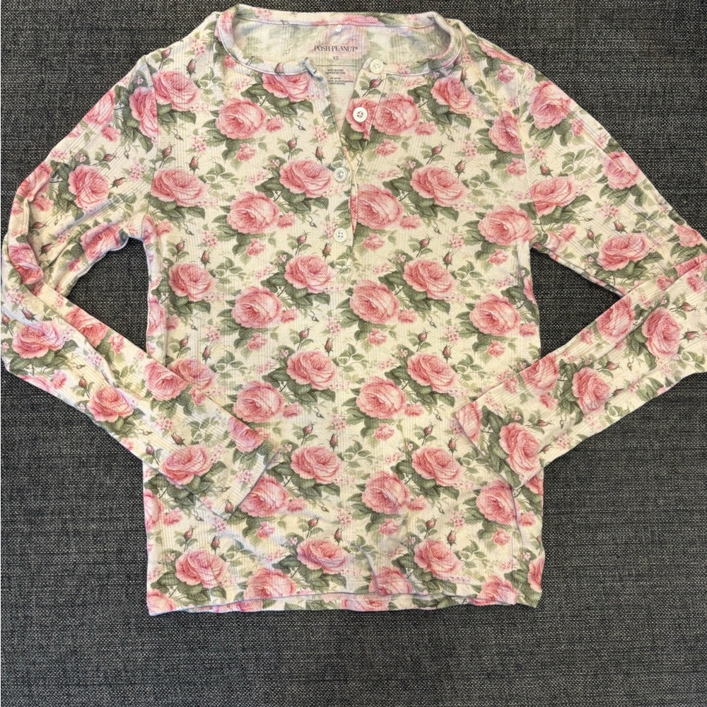 Posh Peanut Pink Floral Long Sleeve Top